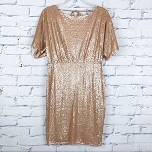 NWT Francesca collection rose gold sequins dress